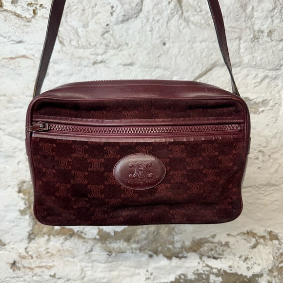 Celine Handbags - Vintage Celine Suede Monogram Crossbody Bag